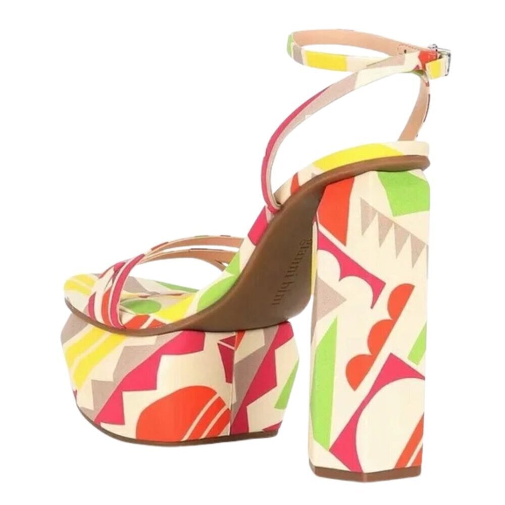 NEW Gianni Bini Parrish Geo Print Strappy Platform Sandals - Picture 4 of 5